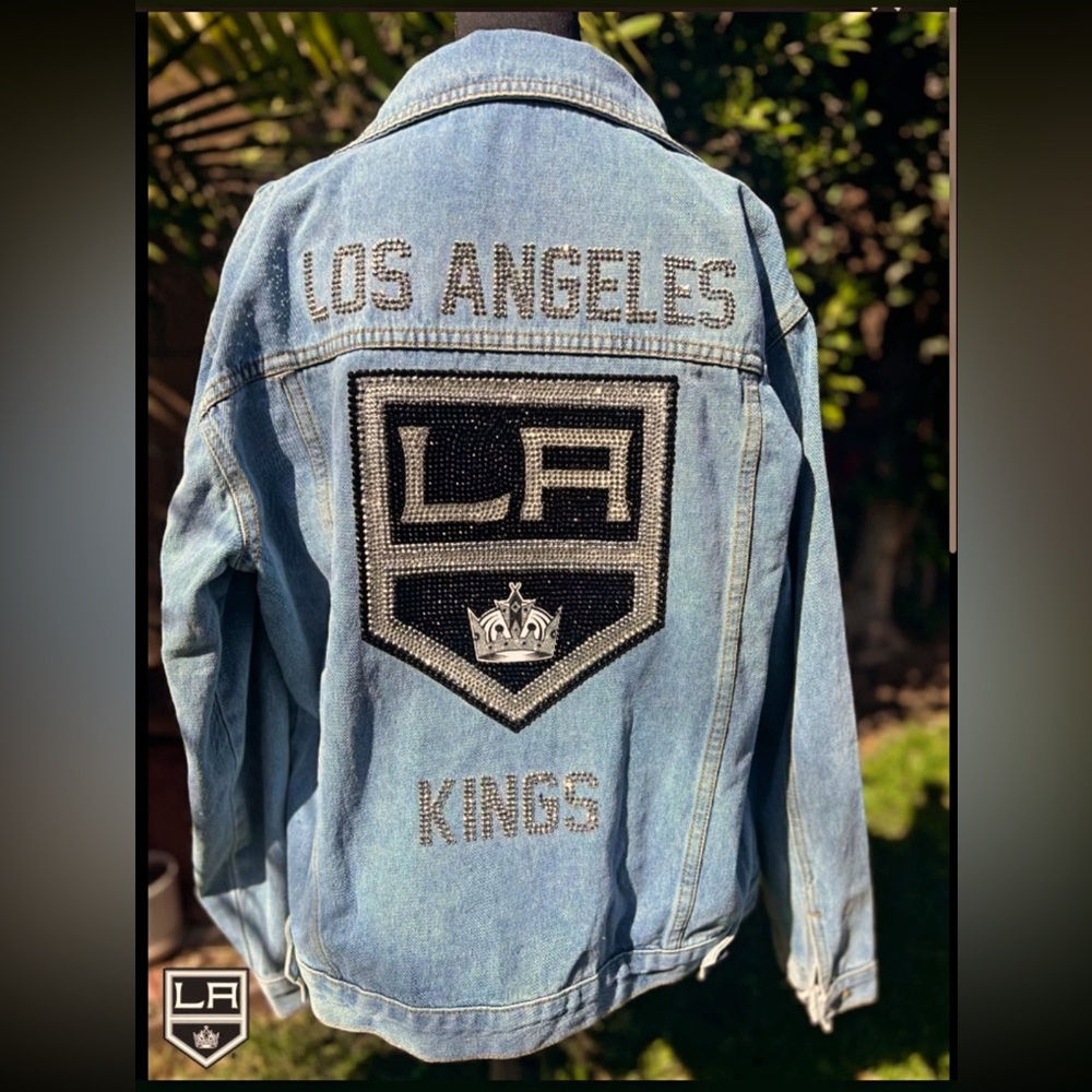 Los Angeles Kings Jean Jacket with Diamonds jewels on the logo